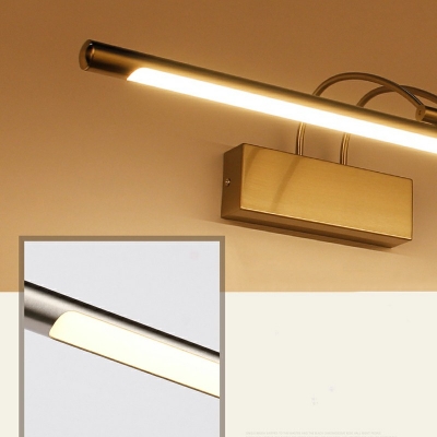 Metallic Bar Vanity Light Contemporary LED Arcylic Shade Rotatable Wall Mount Lamp with Curved Arm