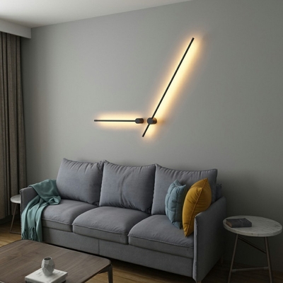 Modern Minimalism Long Strip Wall Mount Light LED Rotatable Wall Lamp Fixture for Living Room