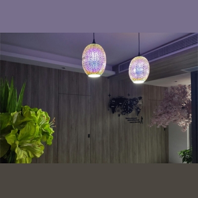 Modern Style Multi Color Pendant Light 3D Glass Oval Hanging Light for Bar Restrauant