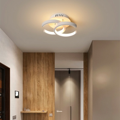 Modern Style Ring Semi Flush Mount Light Metal 2 Light Ceiling Light for Bedroom
