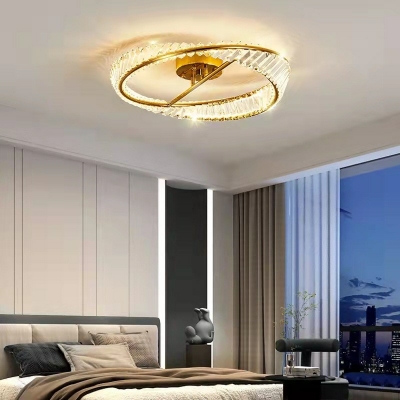 Modern Style Semi Flush Mount Light Crystal 1 Light Ceiling Light for Living Room