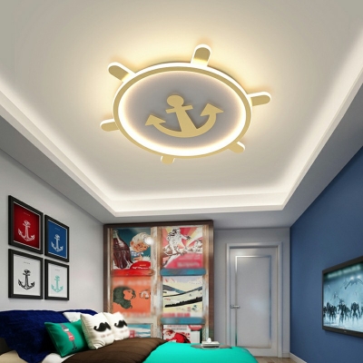 Nordic Style Gold Helmsman Children's Room Ceiling Light LED Flush Mount Ceiling Light for Bedroom