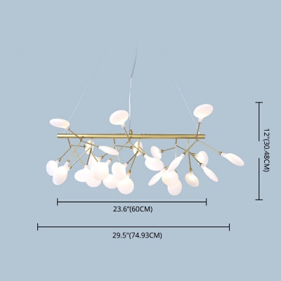 Nordic Style Island Light 27-Firefly Shade LED Suspension Light Gold Branching Hanging Lamp