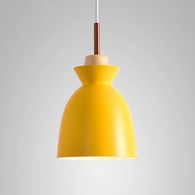 Nordic Style LED Pendant Light Wood Metal Macaron Hanging Light for Dinning Room