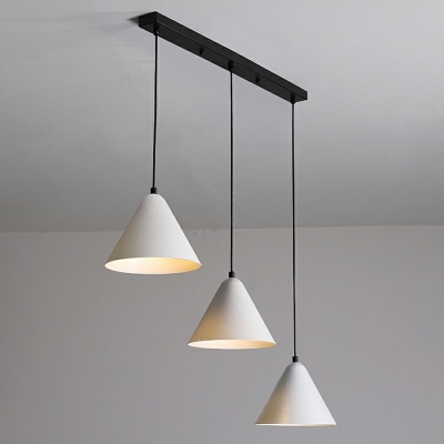 Nordic Style Macaron Conical Pendant Lamp 3 Lights Metal Hanging Light for Dining Room