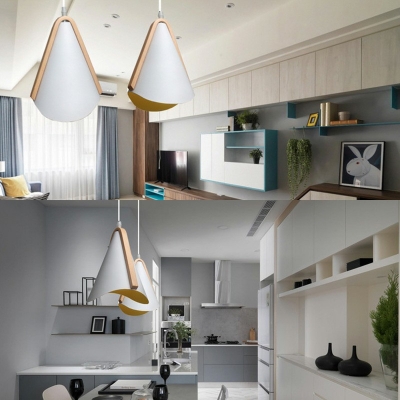Nordic Style Single Light Grain Metal Hanging Light White Suspension Lamp for Dining Room