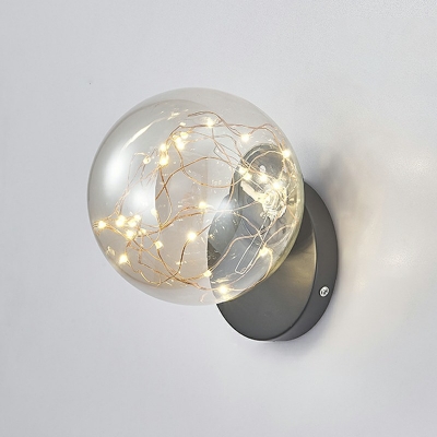 Simple Molecular Spherical Wall Lamp Exterior Wall Mounted Light Fixtures with Round Backplate