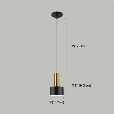 Single-Bulb Cylinder Pendant Ceiling Lights Iron 7.5