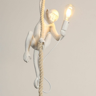 Single-Light Hanging Pendant Light Swag Lamp Natural Hemp Rope Pendant Light Fixture