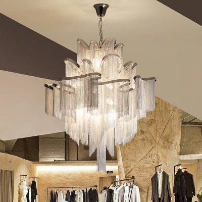 Tassel Shape Hanging Lights Crystal Chandelier for Living Room Hotel Lobby