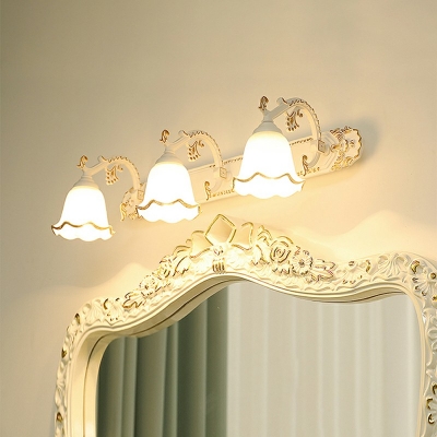 Traditionalism Style Milk Glass Vanity Light Fixture Metal Bell Shape Bathroom Wall Mounted Light