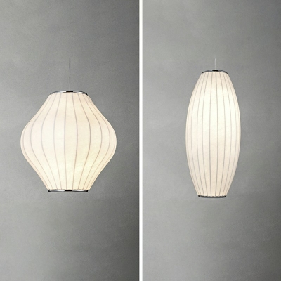1 Bulb Ceiling Pendant Lamp Contemporary White Fabric Art Deco Suspended Light