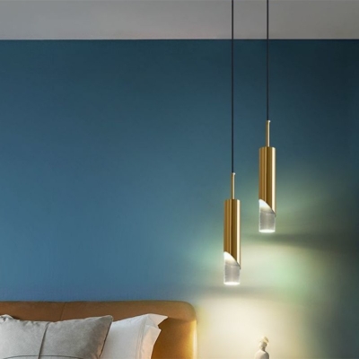 2 Lights LED Pendant Light Metal Acrylic Cylinder Hanging Light for Dinning Room Bedroom