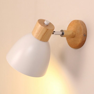 Bell Kids Bedroom Wall Light Kit Metal 1-Light Macaron Rotating Wall Mount Lamp with Wood Backplate