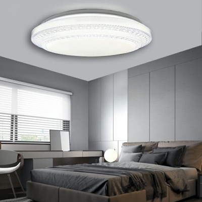 Contemporary Ceiling Light White Ellipsoidal Acrylic Shade Stepless Dimming LED Light Ceiling Mount Flush