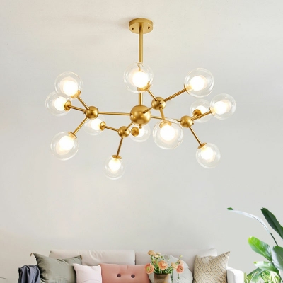 Contemporary Chandeliers 12 Head Glass Hanging Ceiling Lights for Bedroom Dining Room Living Room