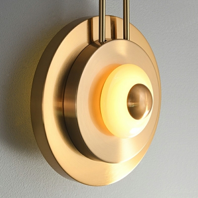 Contemporary Style Sconce Light Fixtures 1-Light Living Room Circular Wall Lamp