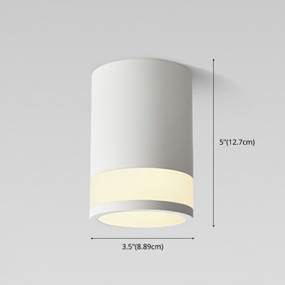 Cylindrical Semi Flush Ceiling Light Metal Simple LED Semi-Flush Mount Light for Hall