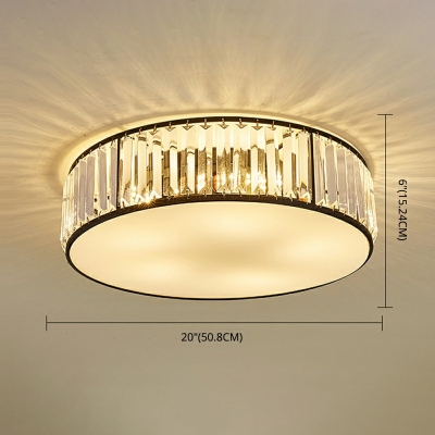 Drum LED Ceiling Light Modern Crystal Flush Light with Arcylic Shade Bedroom