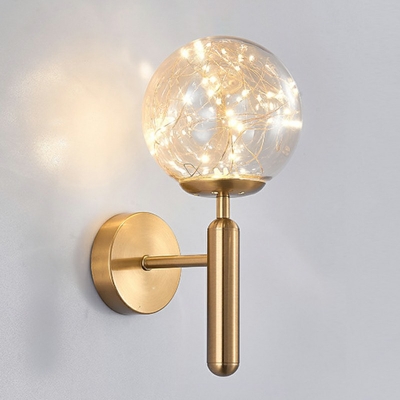 Glass Spherical Sconce Light Contemporary Wall Mount Lighting in Warm Light
