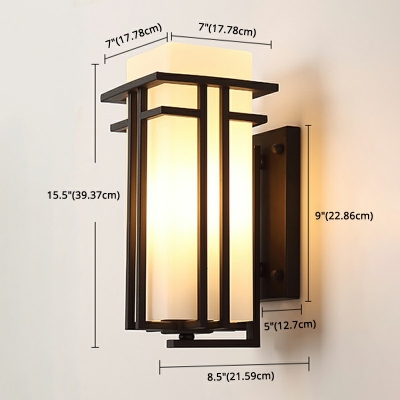 Industrial Vintage Cuboid Shaped Wall Sconces Glass 1 Light Wall Lamp in Black