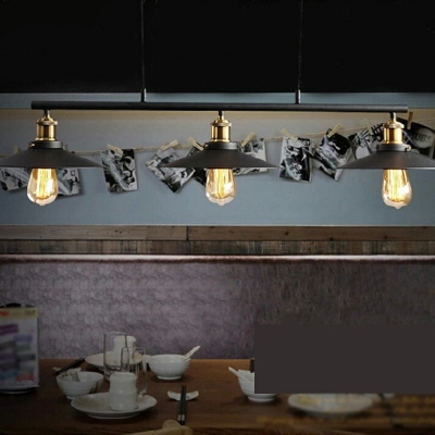 Industrial Vintage Style Wrought Iron Island Pendant Light 3-Light Black Dining Room Island Lighting