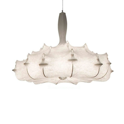 Irregular 3-Light Hanging Light Kit White Silk Pendant Light in Contemporary Style