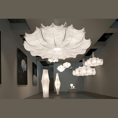 Irregular 3-Light Hanging Light Kit White Silk Pendant Light in Contemporary Style