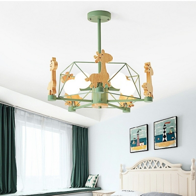 Macaron Nordic Style Metal Chandelier Lighting Green Pendant Light Fixture for Children's Room