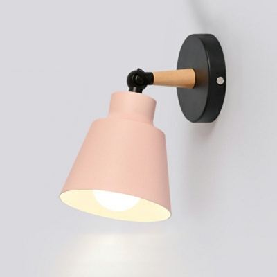 Macaron Style Wall Light 1 Light Iron Wall Lamp Iron Barrel Shade for Child Bedroom