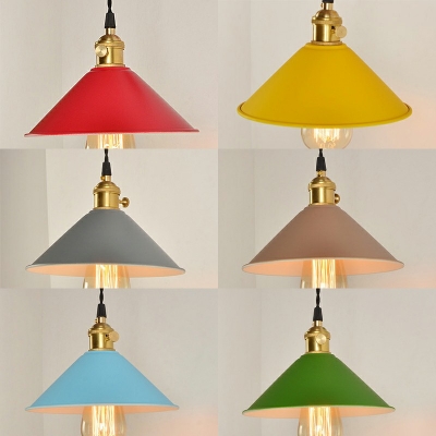 Minimalism Style Cone Shade Macaroon Wall Sconce Light Metal Single-Bulb Wall Mount Light for Bedroom
