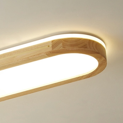 Minimalist Wooden Flush Light with Oval Acrylic Shade LED Ceiling Fixture for Living Room