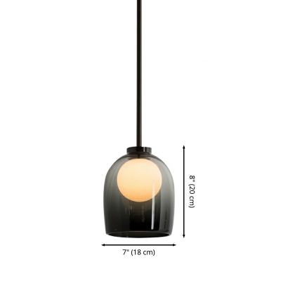 Modern and Simple Hanging Light Cup Shaped Nordic Style Glass LED Pendant Light for Bedside Coffee Shop