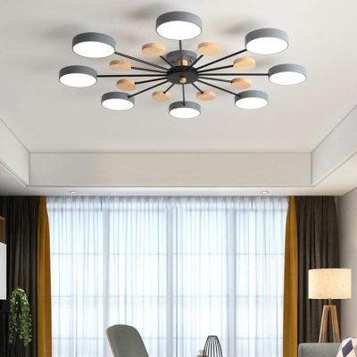 Modern Macaron Style Sputnik Shaped Semi Flush Mount Light Acrylic 8 Light Ceiling Light for Living Room