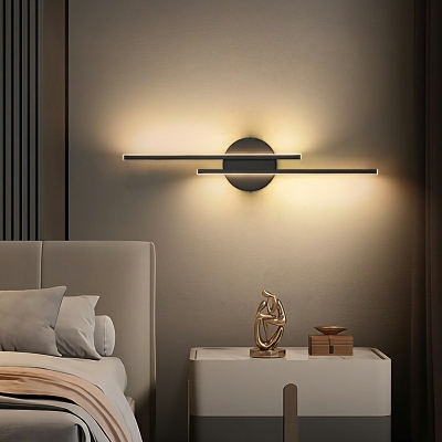 Modern Style Linear Shaped Wall Lamp Metal 2 Light Wall Light for Bedroom