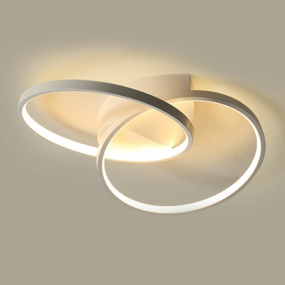Modern Style Ring Shaped Semi Flush Mount Light Metal 2 Light Ceiling Light for Bedroom