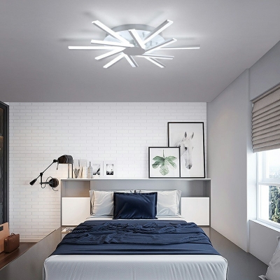 Modernism Slender Bar Acrylic Flush Mount Light in White LED Ceiling Fixture for Living Room