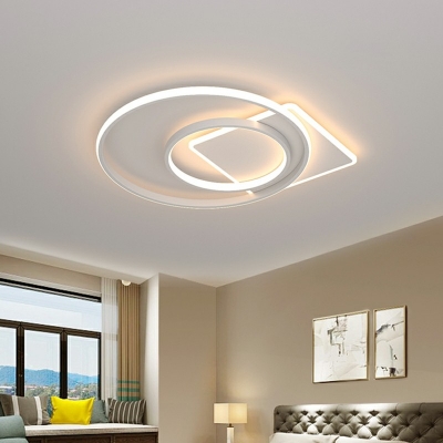 Modernist Style White Flush Ceiling Light 3 Head LED Iron Flush Mount Fixture for Living Room