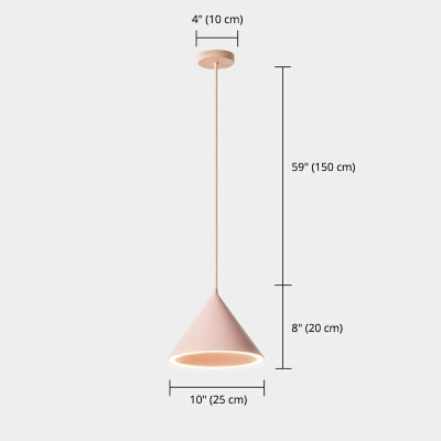 Nordic Style Macaron Hanging Light Cone Shaped LED Metal Pendant Light for Coffee Shop