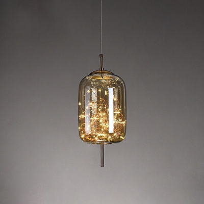Nordic Style Minimalisma Hanging Light Can Shaped LED Glass Pendant Light for Bar Coffee Shop