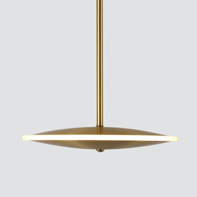 One-Light Suspended Lighting Fixture Art Deco Gold Circular Pendant Light Metal