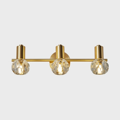 Post Modern Style Copper Globe Wall Mounted Light Fixture with Crystal Bathroom Cabinet Mirror Front Light