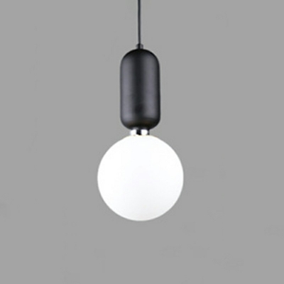 Postmodern Style LED Pendant Light Metal Glass Globe Hanging Light for Bedside Dinning Room