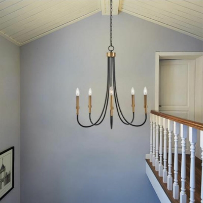 Simple American Style Chandelier 5 Head Vintage Ceiling Chandelier for Bedroom Dining Room Living Room