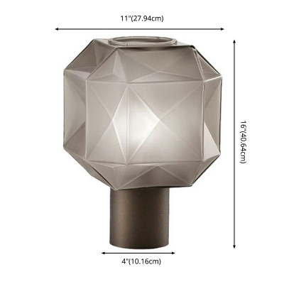 Smoke Grey Glass Table Light Modern 1 Head Nightstand Lamp with Metal Base