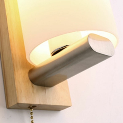 Wall Sconce Light Contemporary Modern Nordic Wood and Glass Shade Wall Light for Bedroom, 11