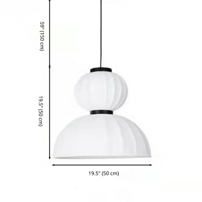 White 2-Light Pendant Light Lantern Caged Pendant Light Fixture Minimalist Style