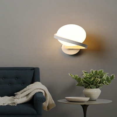 White Glass Globe Wall Sconce Single Bulb LED Modern Stylish Wall Lamp for Living Room