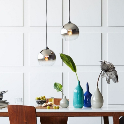 1 Light Pendant Lamp Traditional Style Globe Shape Round Glass Hanging Light Fixtures