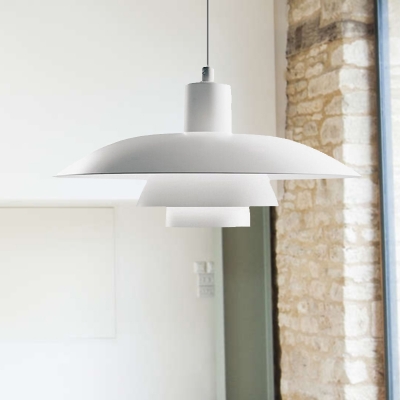 3 Layer Shade Hanging Light Modern Industrial Simple Metal Pendant Light in White